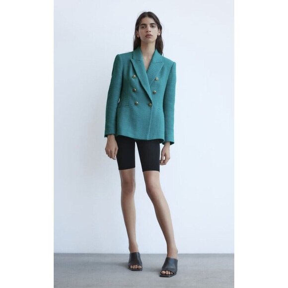 NWT ZARA Emerald Tailored Double Breasted Blazer Blogger’s Favorite​​​ - Picture 10 of 12
